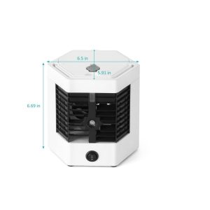 Mini hordozható USB asztali léghűtő, légkondicionáló ventilátor jégdobozzal - 2 sebességgel és fogantyúval (BBV) - Image 3