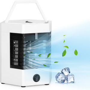 Mini hordozható USB asztali léghűtő, légkondicionáló ventilátor jégdobozzal - 2 sebességgel és fogantyúval (BBV) - Image 9