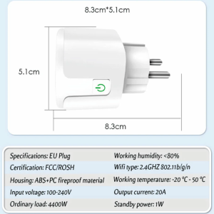 WiFi smart aljzat - Alexa, Google Home és SmartThings Kompatibilis, Energiafogyasztás méréssel - 16A (BBV) - Image 9