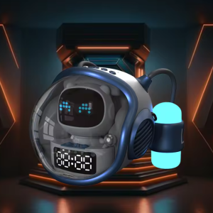 M60 Intelligens Space Astronauta vezeték nélküli akkumulátoros hangszó ébresztőóra RGB lámpával (BBD) (FX) - Image 3
