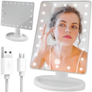 180°-ban forgatható érintésvezérelt asztali LED tükör – fehér (BBV) - Image 9