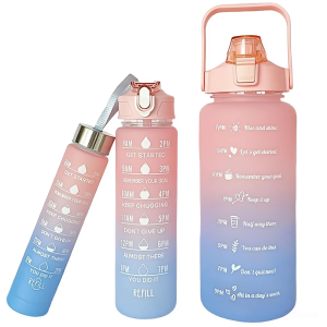 Háromrészes Havita motivációs kulacs szett, rózsaszín-kék színkombinációban, 2L, 900 ml és 300 ml méretű palackokkal - Image 5