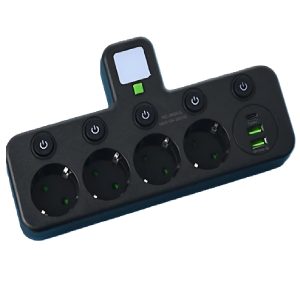 6 az 1-ben asztali töltőállomás – 4 konnektor, 2 USB + 1 USB-C porttal, kompakt elosztó otthonra és irodába HG-278 (BBJH) (BBD) - Image 8
