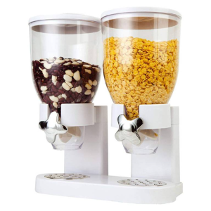 Dupla tartályos műzli- és gabonapehely adagoló – praktikus reggeli tároló és önkiszolgáló dispenser konyhába (BLLV) - Image 1