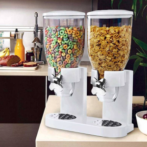 Dupla tartályos műzli- és gabonapehely adagoló – praktikus reggeli tároló és önkiszolgáló dispenser konyhába (BLLV) - Image 2