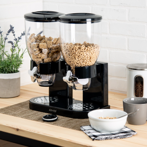 Dupla tartályos műzli- és gabonapehely adagoló – praktikus reggeli tároló és önkiszolgáló dispenser konyhába (BLLV) - Image 6