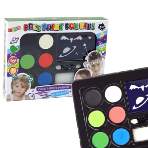 Gyerek kreatív arcfestő készlet – 6 élénk szín + sablonok a tökéletes játékhoz - választható fiús vagy lányos mintával J-4012 (BBJ) - Image 5