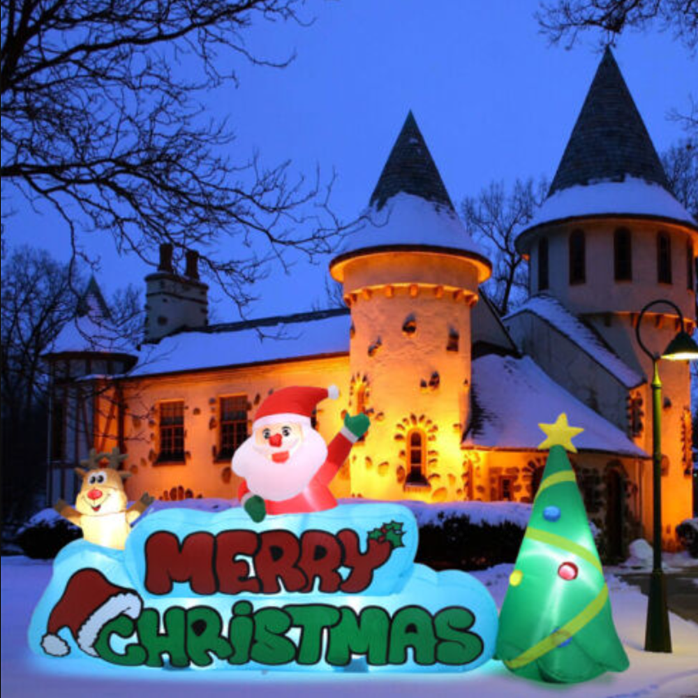 Óriás felfújható mikulás karácsonyi dekoráció – kültéri, megvilágított udvari dísz 280×130 cm (BBJH)