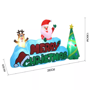 Óriás felfújható mikulás karácsonyi dekoráció – kültéri, megvilágított udvari dísz 280x130 cm (BBJH) - Image 3
