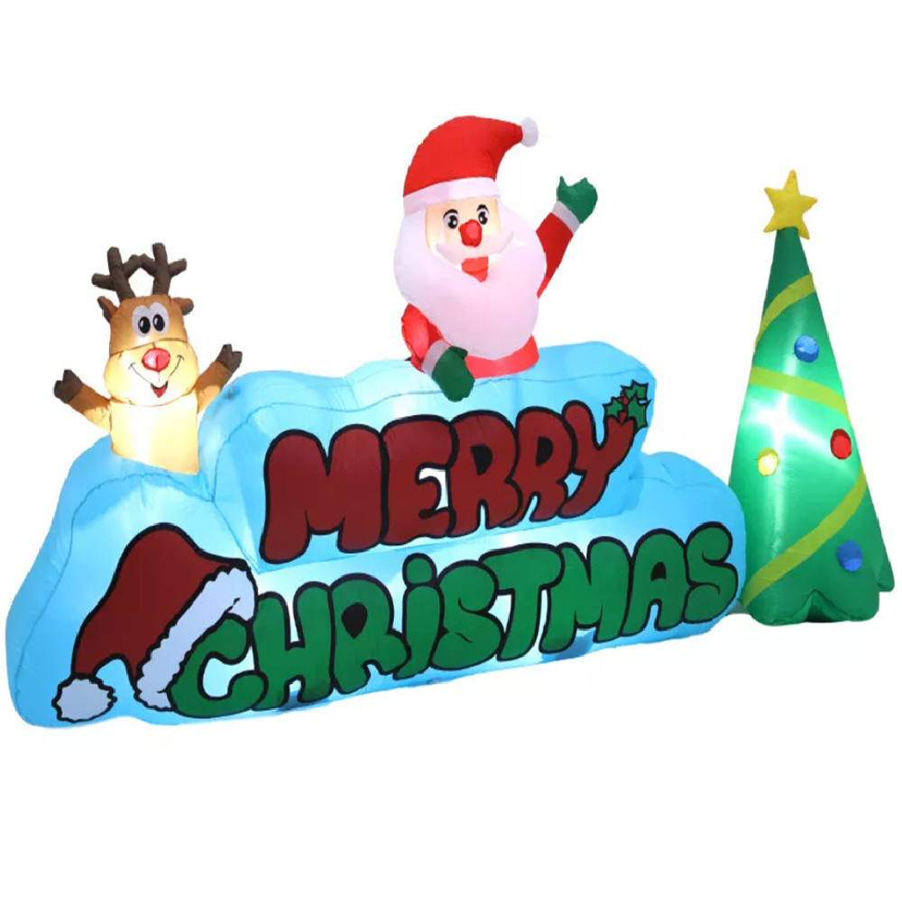 Óriás felfújható mikulás karácsonyi dekoráció – kültéri, megvilágított udvari dísz 280×130 cm (BBJH)11
