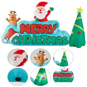 Óriás felfújható mikulás karácsonyi dekoráció – kültéri, megvilágított udvari dísz 280x130 cm (BBJH) - Image 13