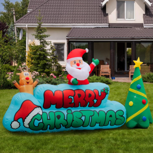 Óriás felfújható mikulás karácsonyi dekoráció – kültéri, megvilágított udvari dísz 280x130 cm (BBJH) - Image 10
