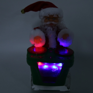 Zenélő és mozgó doboló Mikulás figura – vidám karácsonyi dekoráció HS1382-12 (BBJ) - Image 4