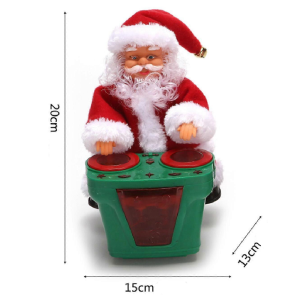 Zenélő és mozgó doboló Mikulás figura – vidám karácsonyi dekoráció HS1382-12 (BBJ) - Image 6