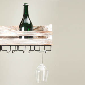 Elegáns bortartó állvány pohárakasztókkal – 52×20×14 cm-es fém borospalack tartó, modern konyhai és bár dekorációhoz (FX) (BLLV) - Image 2