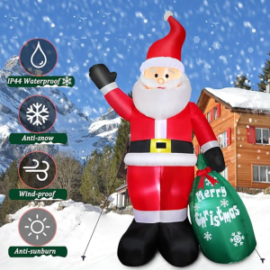 Felfújható LED-es óriás Mikulás – kültéri és beltéri karácsonyi dekoráció kertbe, teraszra QM-009 (BBD) - Image 3