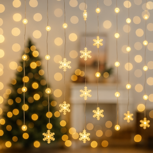 Karácsonyi hópehely LED fényfüzér – 5 méteres dekoráció választható színben, beltéri és kültéri hangulatvilágításhoz H0416 (BBD) - Image 3