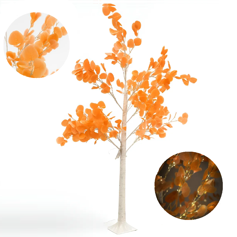 LED-es őszi juharfa dekoráció – 200 cm-es hangulatvilágítás narancssárga levelekkel, beltéri és kültéri használatra (BBD)5