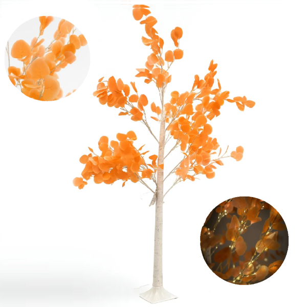 LED-es őszi juharfa dekoráció – 200 cm-es hangulatvilágítás narancssárga levelekkel, beltéri és kültéri használatra (BBD)5