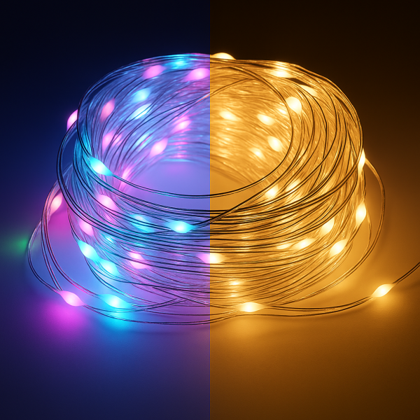 LED tündérfényfüzér – 1,5 méteres, 100 ledes dekoráció átlátszó vezetékkel és 8 világítási programmal választható színben (SB)