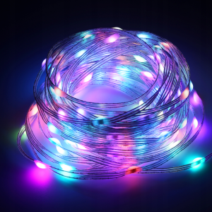 LED tündérfényfüzér – 1,5 méteres, 100 ledes dekoráció átlátszó vezetékkel és 8 világítási programmal választható színben (SB) - Image 4