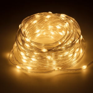 LED tündérfényfüzér – 1,5 méteres, 100 ledes dekoráció átlátszó vezetékkel és 8 világítási programmal választható színben (SB) - Image 3