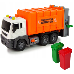 Narancssárga szemétszállító kukás teherautó – súrlódásos meghajtású játékautó hangeffektekkel gyerekeknek 26cm JS108B (BBJ) - Image 8