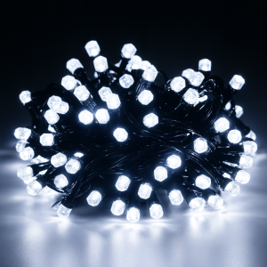 Super White kristály formájú LED fényfüzér – 100 ledes karácsonyi dekoráció hidegfehér fénnyel, beltéri használatra (SB) - Image 5