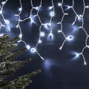 Toldható karácsonyi jégcsap LED fényfüzér – 6,6 méteres, hidegfehér fényű dekoráció átlátszó kábellel, kültéri és beltéri használatra (SB) - Image 4