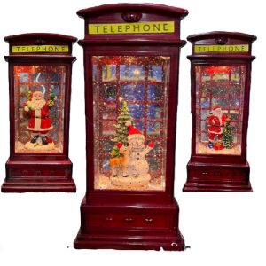 Világító karácsonyi hógömb telefonfülke formában – elegáns LED-es ünnepi dísz dekoráció otthonra GD-1320 (BBD) - Image 3