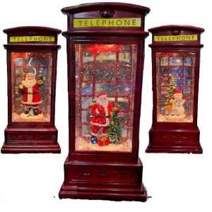 Világító karácsonyi hógömb telefonfülke formában – elegáns LED-es ünnepi dísz dekoráció otthonra GD-1320 (BBD) - Image 5