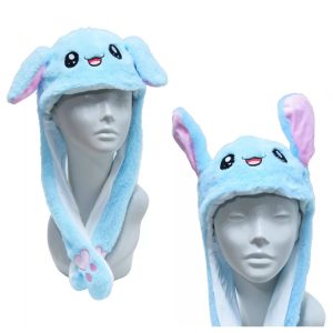 Aranyos, pihe-puha nyuszis sapka mozgatható fülekkel - kék (FX) (BBJ)