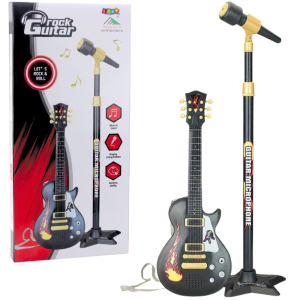 Gyerek elektromos rock gitár mikrofon állvánnyal – beépített dallamokkal (BBJ) - Image 6