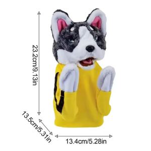 Interaktív kung fu husky plüss kesztyűbáb – hangot adó bokszoló kutya kézi báb gyerekjátéknak (BBJ) - Image 6