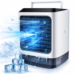 ArcticBreeze 4 az 1-ben hordozható léghűtő mini klíma – USB ventilátor és párásító 480 ml tartállyal, 3 sebesség, LED hangulatfény (BBV) (FX)