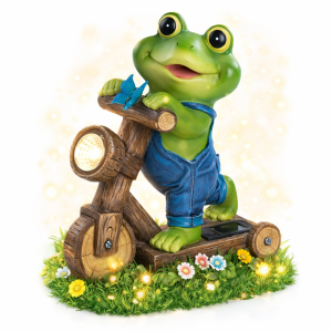 ChlinHuoho napelemes kerti béka lámpa 25,4 × 19,9 × 10 cm – LED dekoráció, kültéri szolár kerti világítás (BBD)