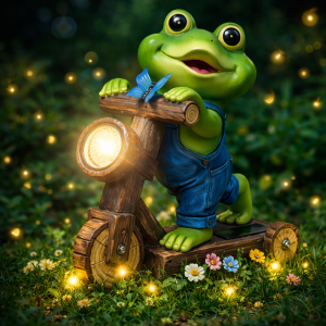 ChlinHuoho napelemes kerti béka lámpa 25,4 × 19,9 × 10 cm – LED dekoráció, kültéri szolár kerti világítás (BBD) - Image 3