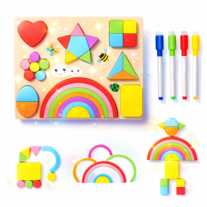 GeoPlay fa montessori fejlesztő tábla – geometriai formák és színek tanulása, kirakó gyerekeknek (BBMJ) - Image 1