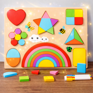 GeoPlay fa montessori fejlesztő tábla – geometriai formák és színek tanulása, kirakó gyerekeknek (BBMJ) - Image 5