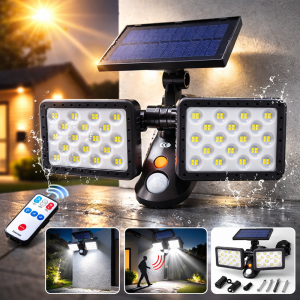 HelioCore W770A napelemes kültéri LED lámpa – PIR mozgásérzékelős, CDS szenzorral, forgatható LED panelekkel (FXI) - Image 2