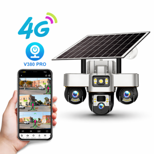 KL25-328 4G napelemes biztonsági kamera – forgatható kültéri PTZ kamera éjjellátással és telefonos megfigyeléssel V380 Pro (BBD) - Image 1