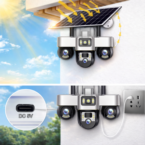 KL25-328 4G napelemes biztonsági kamera – forgatható kültéri PTZ kamera éjjellátással és telefonos megfigyeléssel V380 Pro (BBD) - Image 3