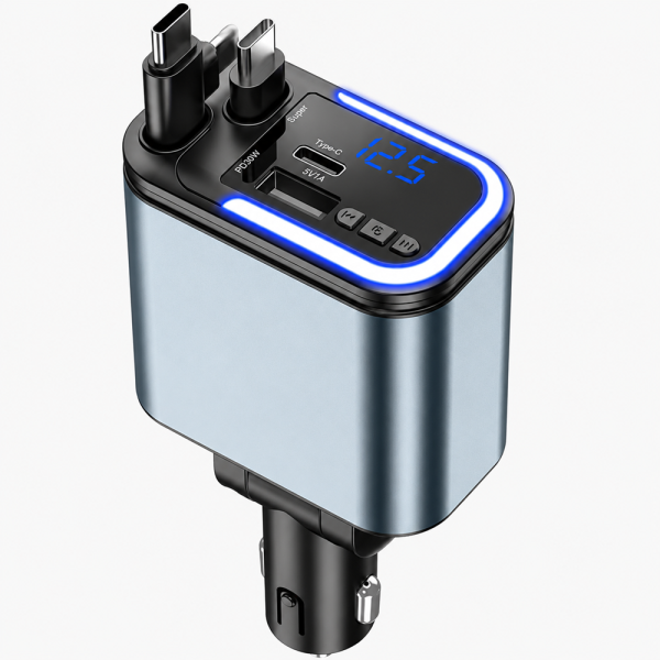 180W 5 az 1-ben LED-es autós gyorstöltő adapter – PD3.0 Type-C és USB szivargyújtós töltő telefonhoz (BBD) 1