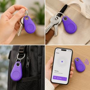 Bluetooth design kulcskereső – nyomkövető 25 m hatótávval - lila (FX) (BLLV) - Image 3