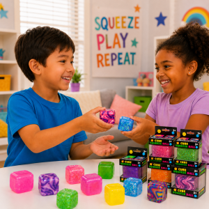 Cube Squeeze Ball squishy stresszlabda – nyomkodható érzékszervi fidget játék (BBE) - Image 5