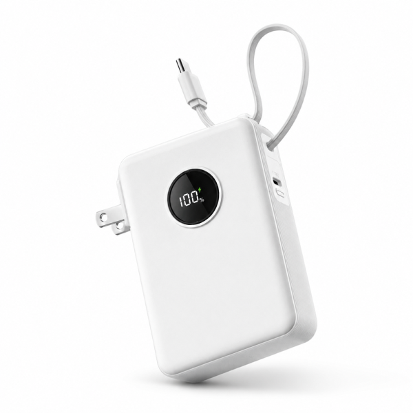 EZRA PB153 powerbank 10000mAh – mini hordozható gyorstöltő beépített kábellel és digitális kijelzővel (BBD) 1