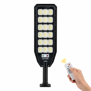 HAYAMI KL25-287 napelemes LED utcai lámpa 600W – IP65 kültéri szolár udvari világítás távirányítóval (BBD) - Image 1