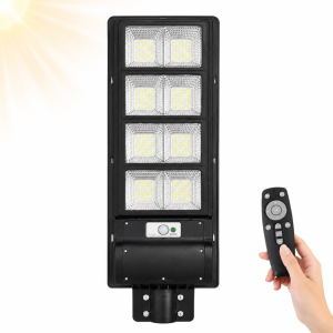 HAYAMI KL25-298 napelemes LED utcai lámpa 210 LED-del – kültéri mozgásérzékelős udvari világítás távirányítóval (BBD) - Image 1