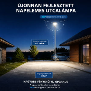 Napelemes utcai LED lámpa 888 LED – mozgásérzékelős kültéri reflektor távirányítóval IP66 W7114-3 (BBD) - Image 4