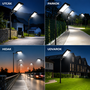 Napelemes utcai LED lámpa 888 LED – mozgásérzékelős kültéri reflektor távirányítóval IP66 W7114-3 (BBD) - Image 5